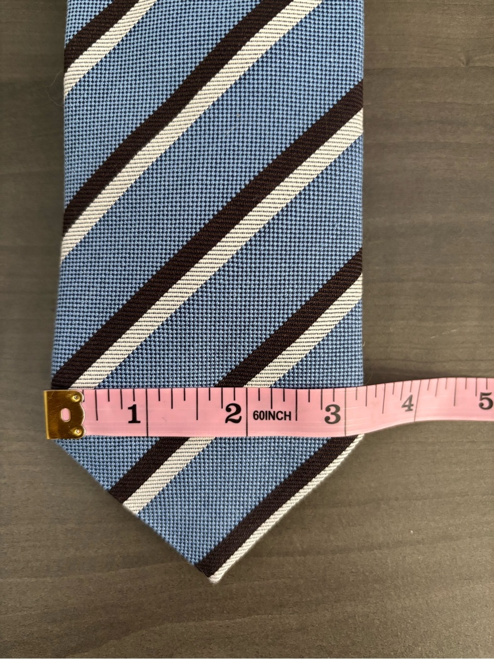 Eton Silk Tie Blue Brown Stripe Textured Classic Designer Mens Necktie - Picture 3 of 6